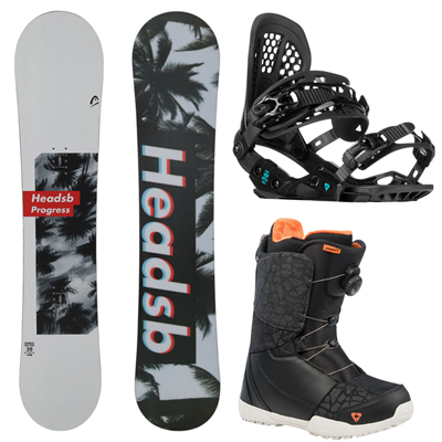 SET Snowboard Head Progress bianco + attacchi Gravity G2 Lady Black + scarponi Gravity Aura Atop nero/corallo